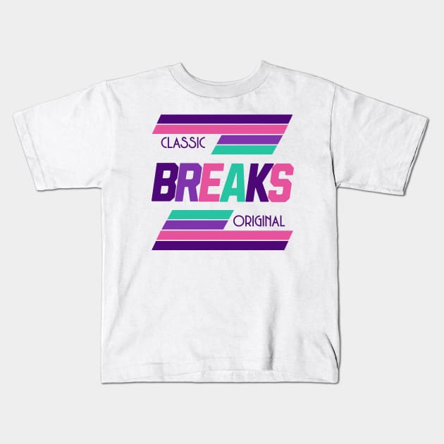 BREAKBEAT  - Original Classic Breaks (pink/purple/aqua)) Kids T-Shirt by DISCOTHREADZ 